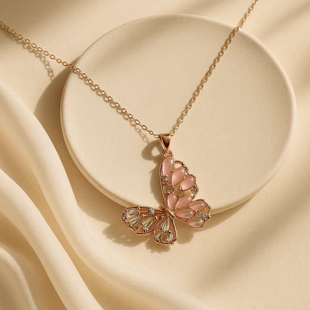 Elysian Butterfly Pendant – Minimalist Rose Gold Finish - ELL DESIGNS