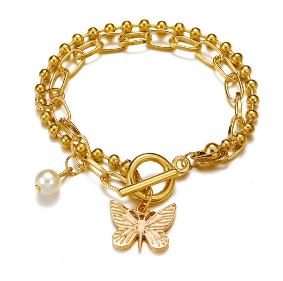 Gold-Toned Gold Plated Butterfly Inspired Bracelet
One Size