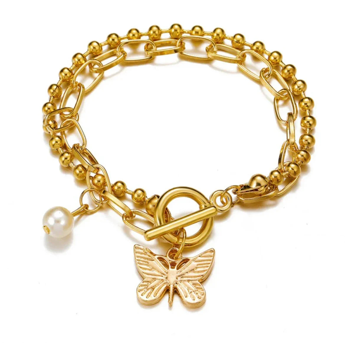 Gold-Toned Gold Plated Butterfly Inspired Bracelet
One Size - ELL DESIGNS