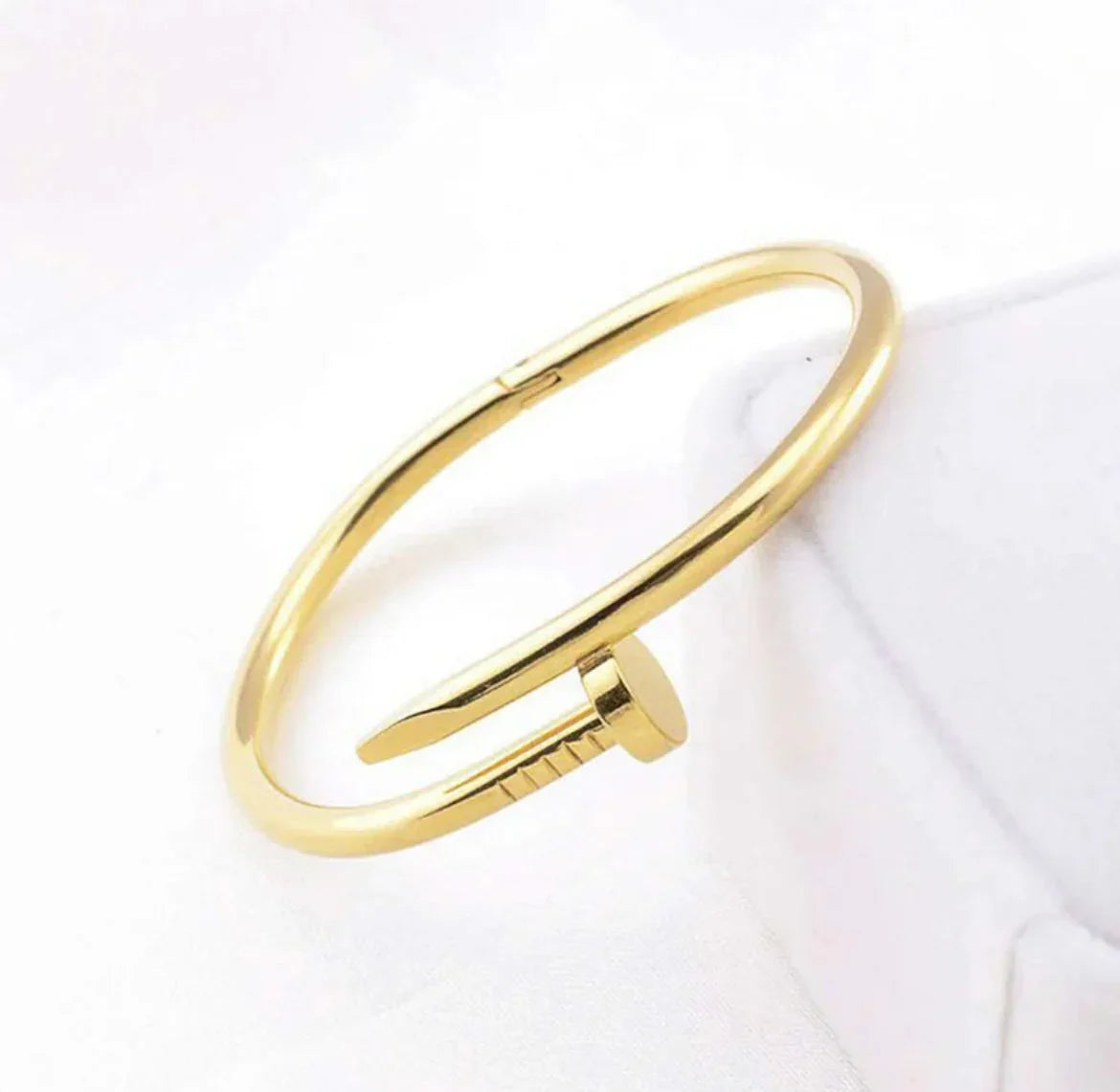 Stainless Steel Gold Plated Stainless Steel Anti Tarnish Nail Bracelet For Women - ELL DESIGNS