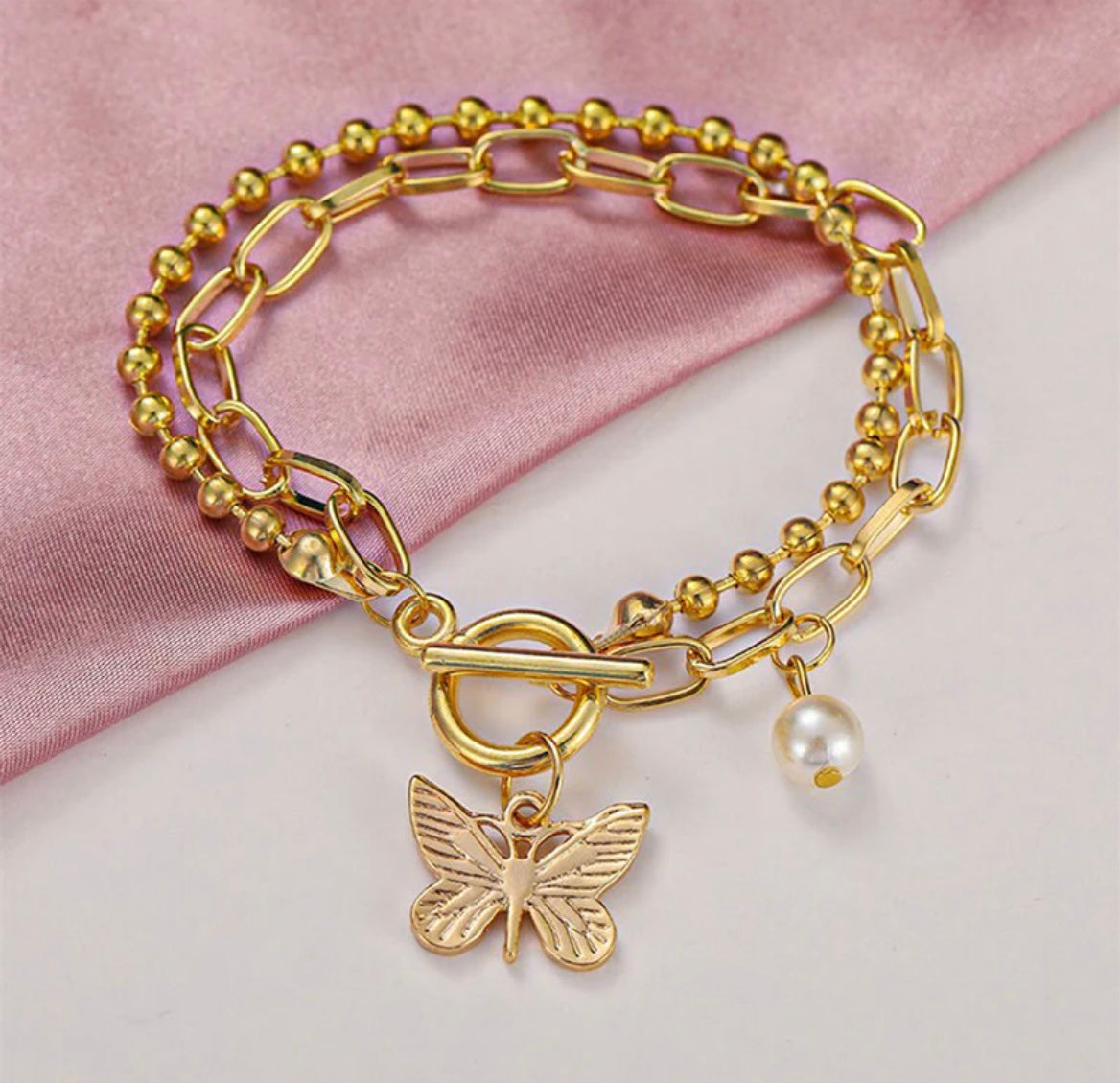 Gold-Toned Gold Plated Butterfly Inspired Bracelet
One Size