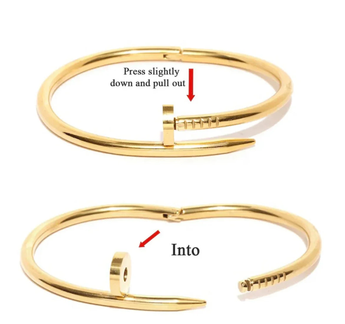 Stainless Steel Gold Plated Stainless Steel Anti Tarnish Nail Bracelet For Women - ELL DESIGNS