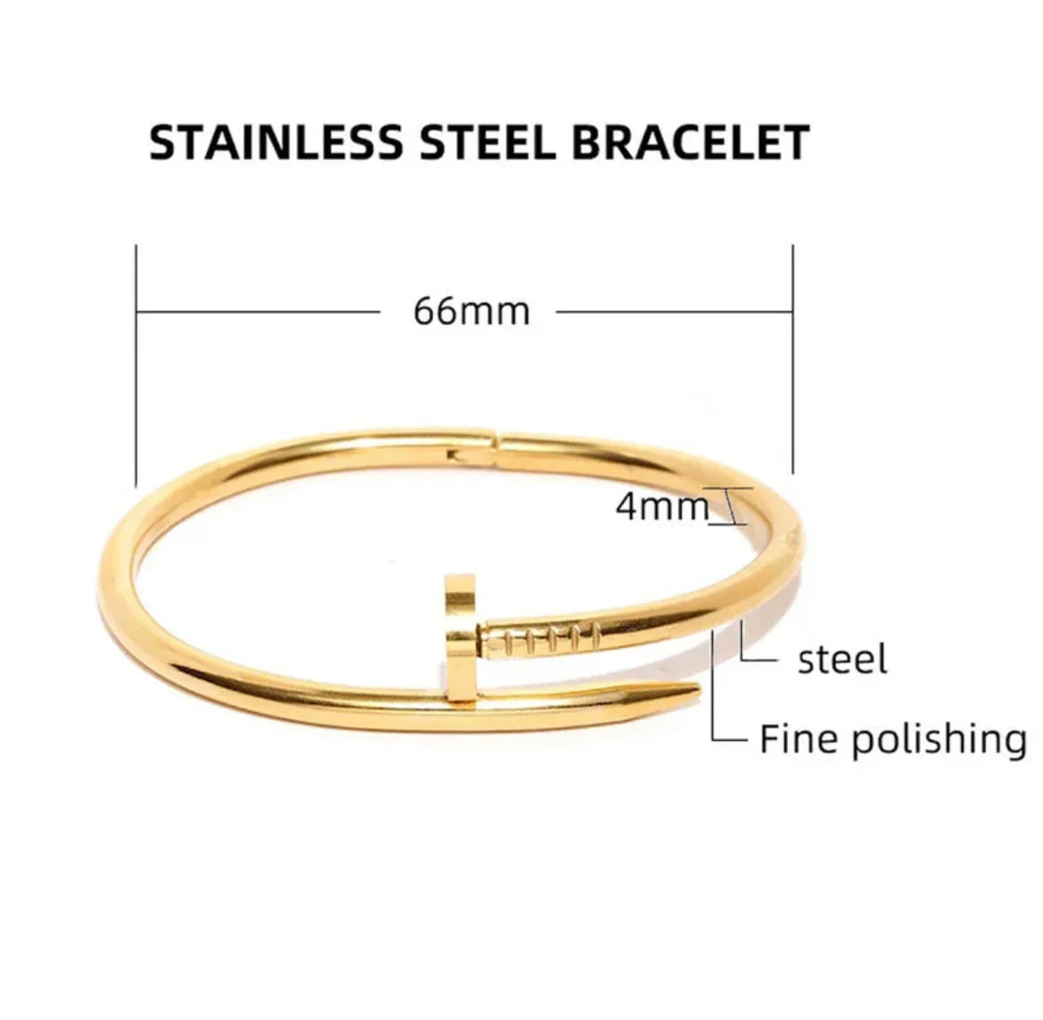 Stainless Steel Gold Plated Stainless Steel Anti Tarnish Nail Bracelet For Women - ELL DESIGNS
