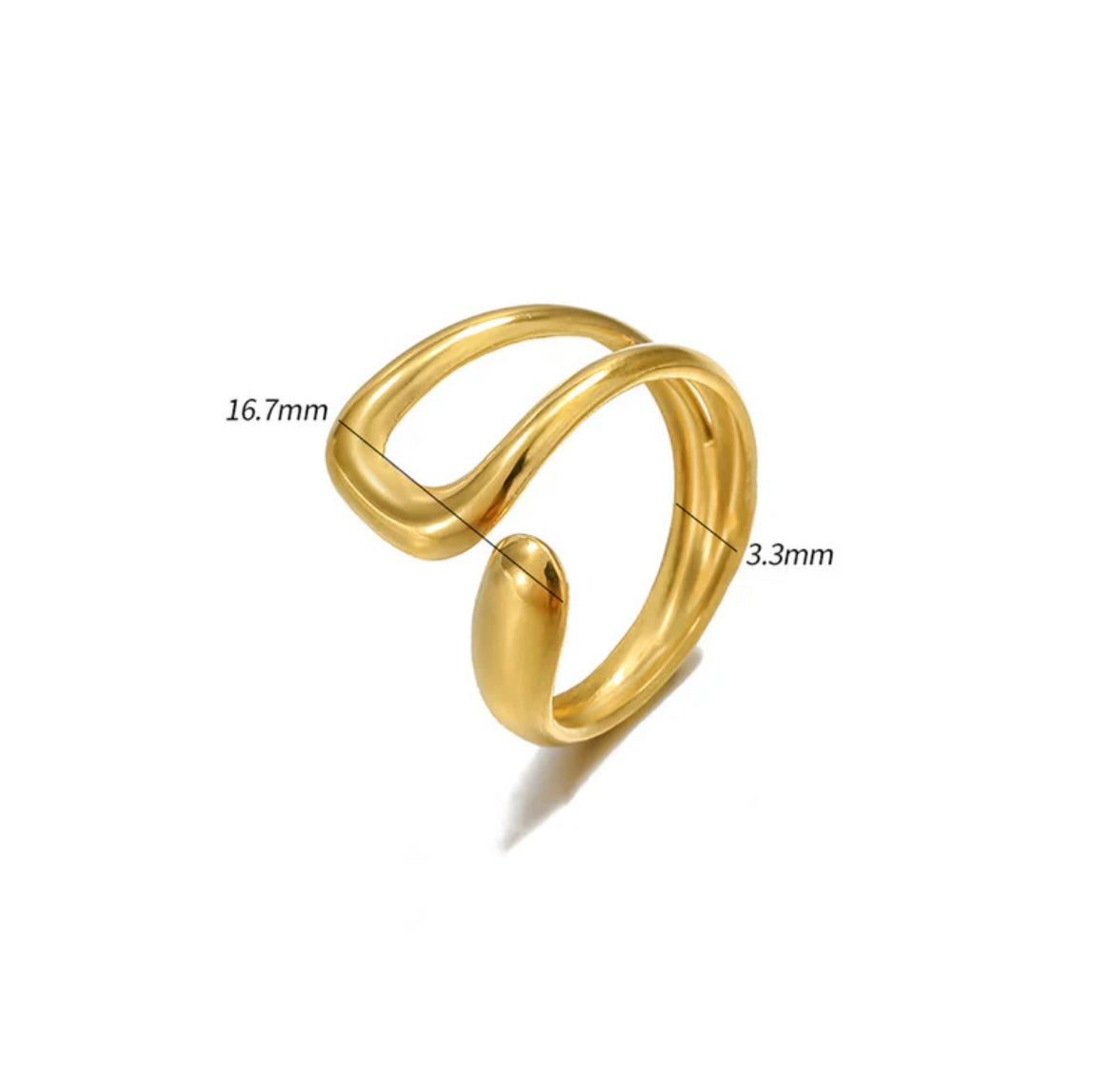 Gold Plated Anti Tarnish Stainless Steel Contemporary Adjustable Finger Ring
Gold