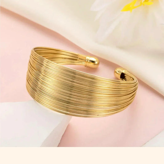 Gold-Plated Bangle-Style Cuff Bracelet For Women And Girls No Return Clearance Sale