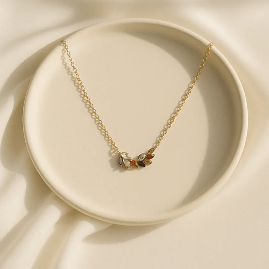 Whimsy Leaves Necklace – Multicolor Charm on Gold Chain - ELL DESIGNS