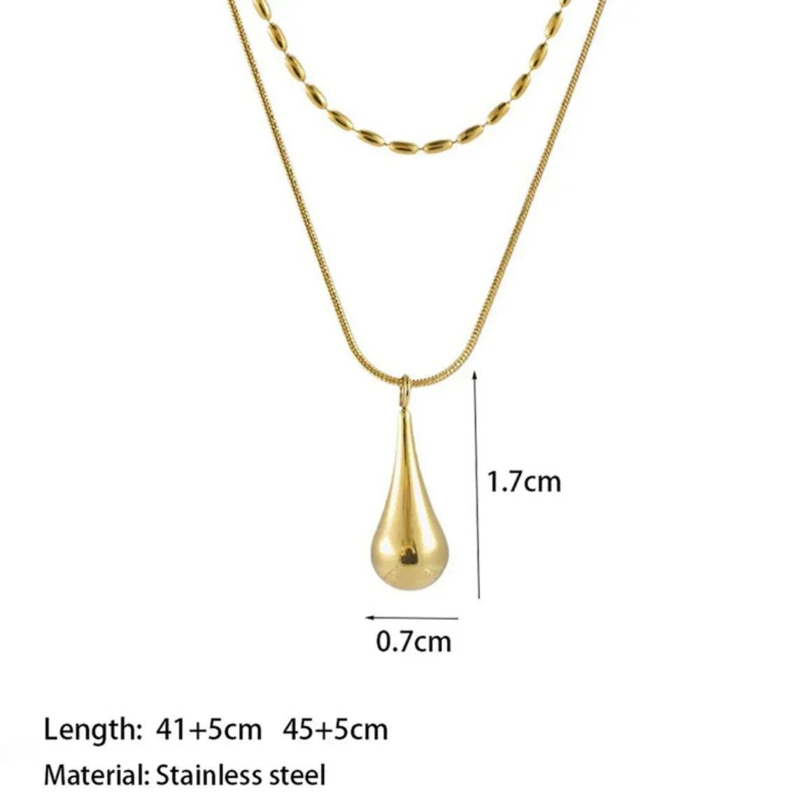 Gold-Plated Anti Tarnish Minimalistic Teardrop Layered Necklace - ELL DESIGNS
