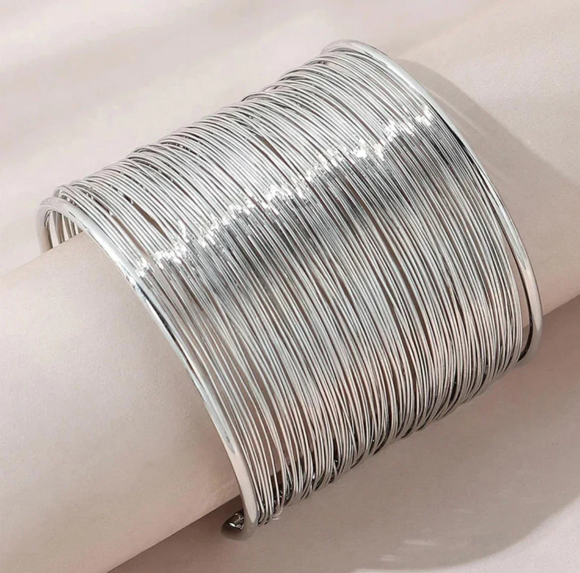 Silver Plated Party Statement Mesh Design Silver Free Size Korean Cuff Bracelet For Women and Girls - ELL DESIGNS