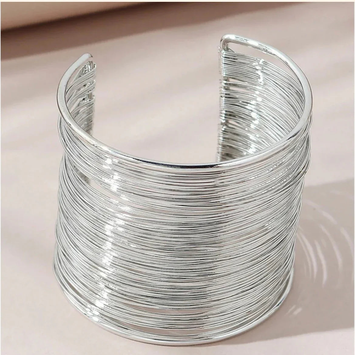 Silver Plated Party Statement Mesh Design Silver Free Size Korean Cuff Bracelet For Women and Girls - ELL DESIGNS