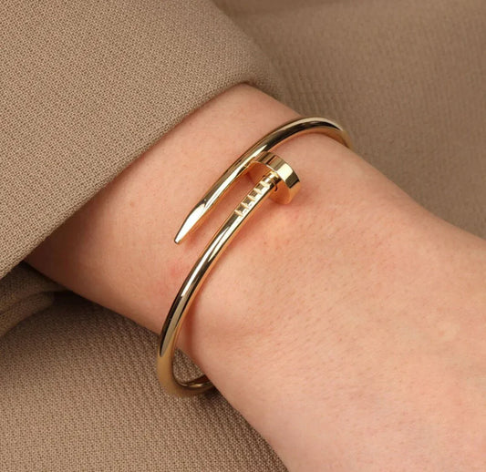 Stainless Steel Gold Plated Stainless Steel Anti Tarnish Nail Bracelet For Women - ELL DESIGNS