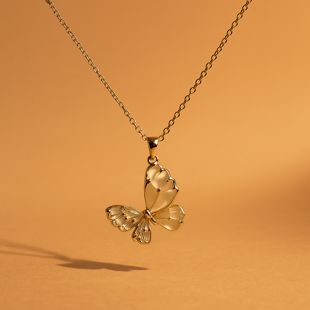 Golden Flutter Pendant – Minimalist Butterfly Necklace