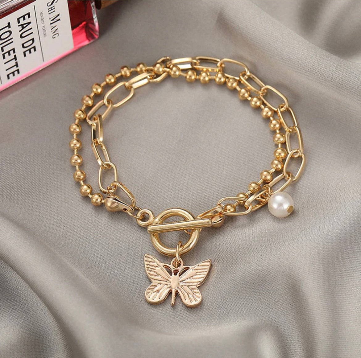 Gold-Toned Gold Plated Butterfly Inspired Bracelet
One Size
