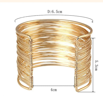 Gold Plated Party Statement Mesh Design Silver Free Size Korean Cuff Bracelet For Women and Girls - ELL DESIGNS
