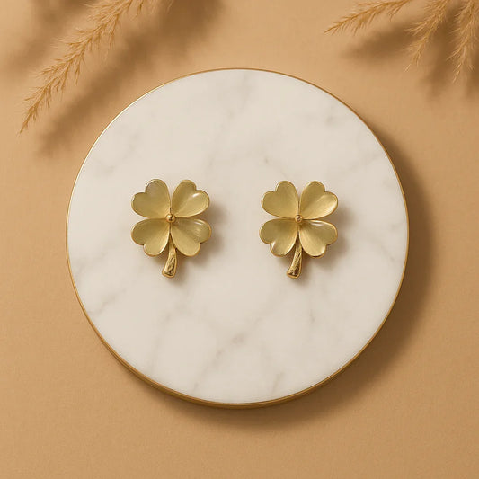 Opaque Green Clover Studs - ELL DESIGNS