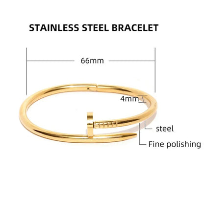 Stainless Steel Gold Plated Stainless Steel Anti Tarnish Nail Bracelet For Women - ELL DESIGNS