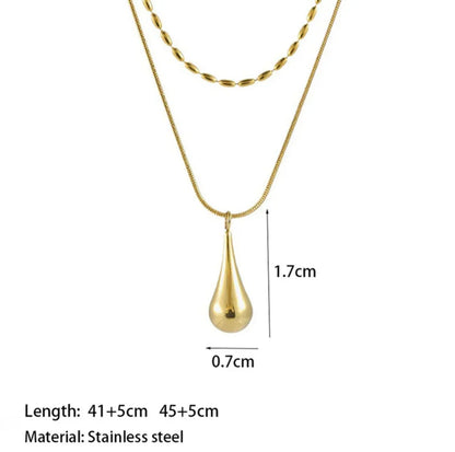 Gold-Plated Anti Tarnish Minimalistic Teardrop Layered Necklace - ELL DESIGNS